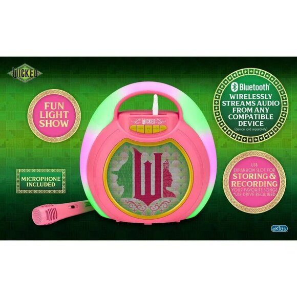 WICKED Bluetooth MP3 Karaoke Machine With Light Show - Picture 2 of 14